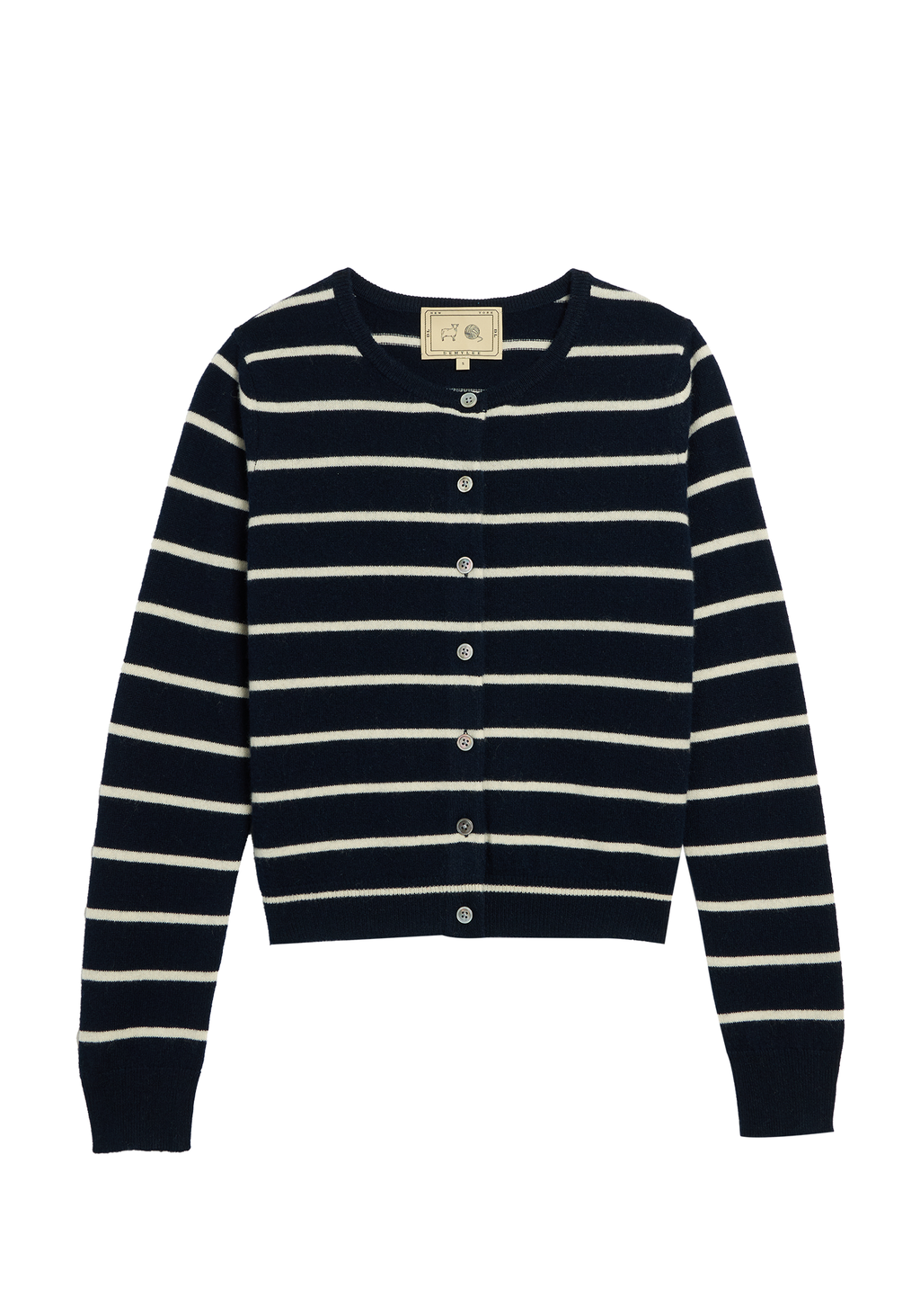 demylee Ava Stripe Cashmere Cardigan - Navy / Ivory