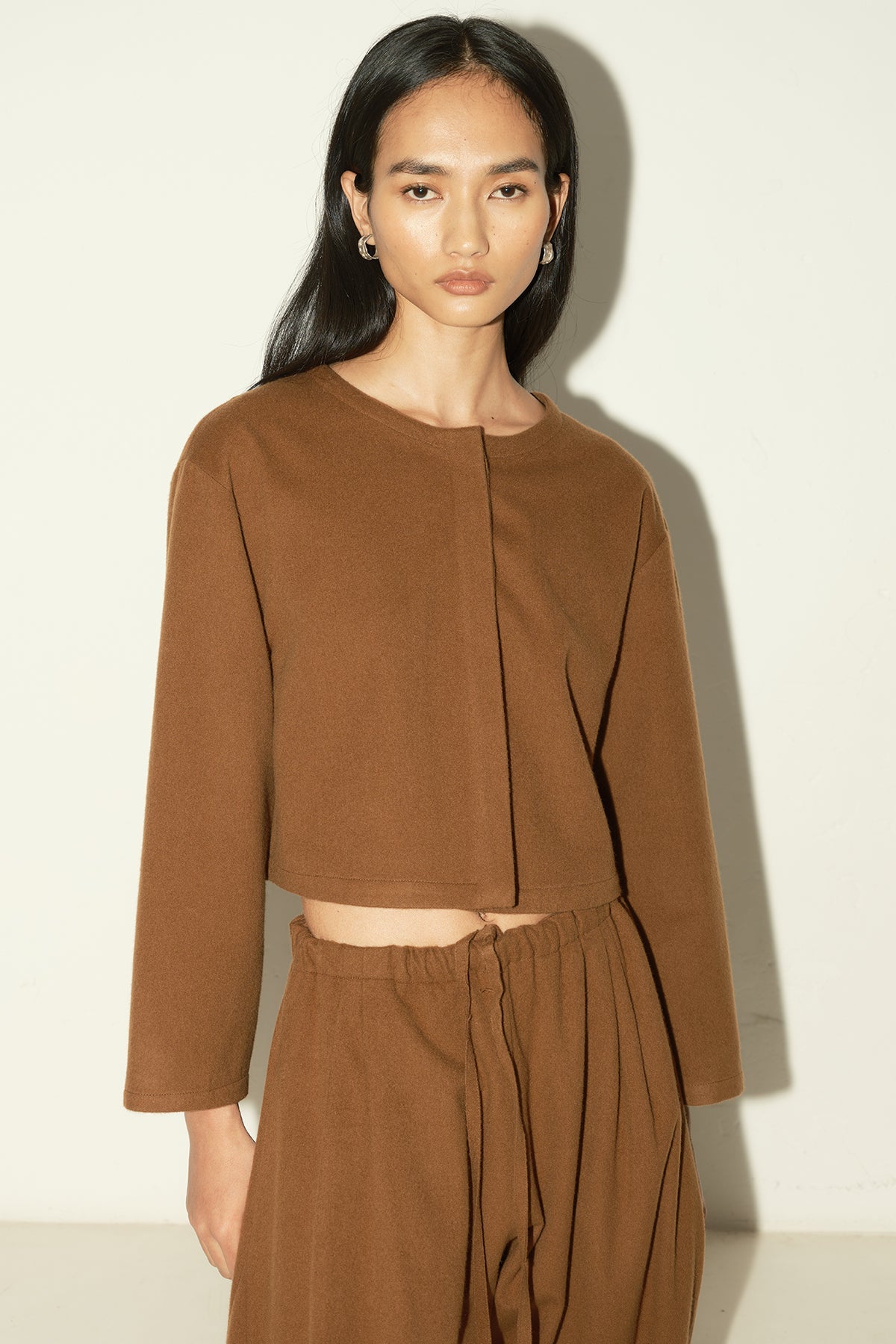 Datura Brushed Wool Pays Top-Jacket - Avellana