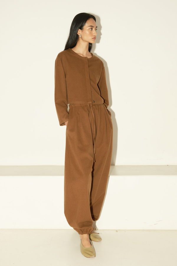 Datura Brushed Wool Pays Top-Jacket - Avellana