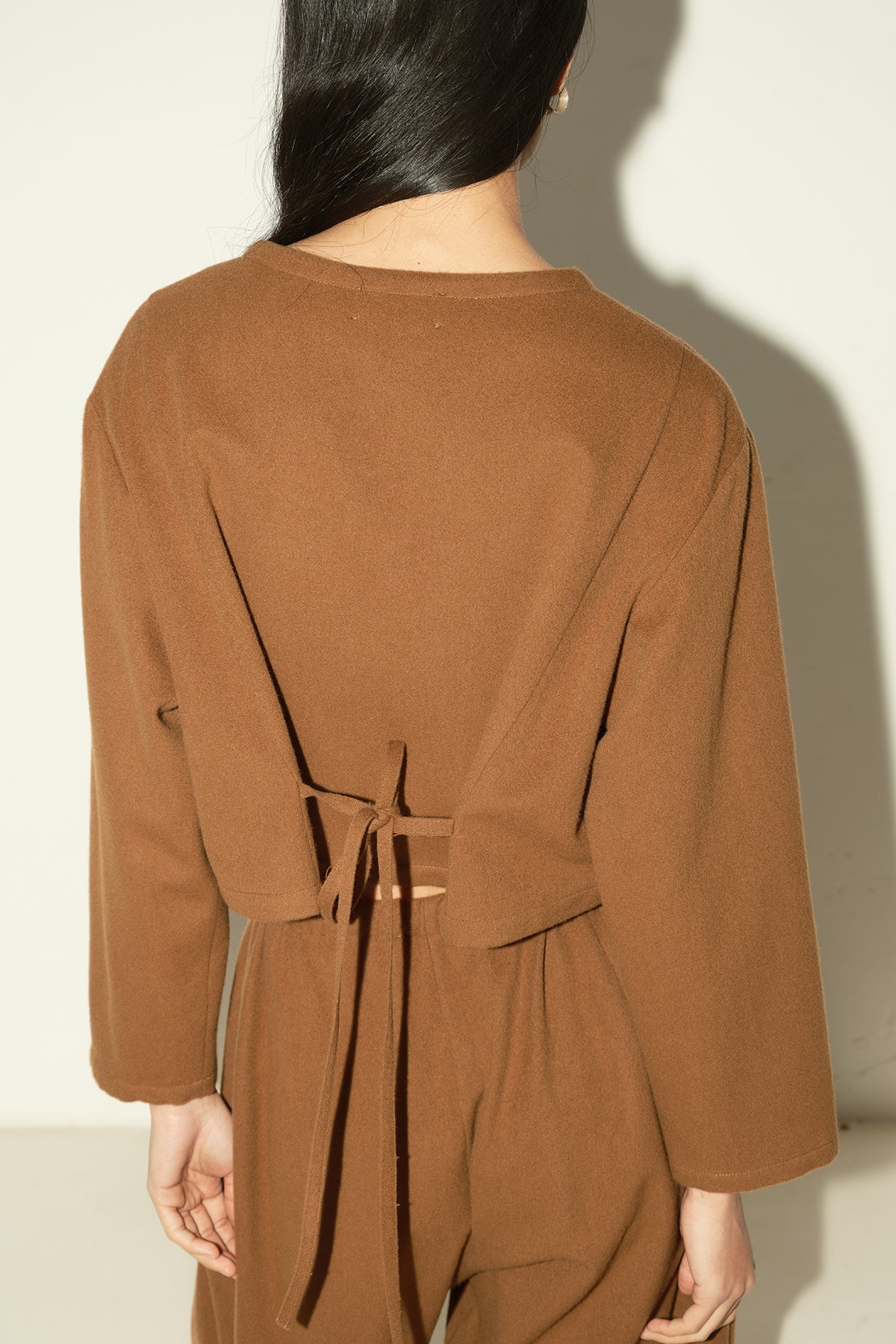 Datura Brushed Wool Pays Top-Jacket - Avellana