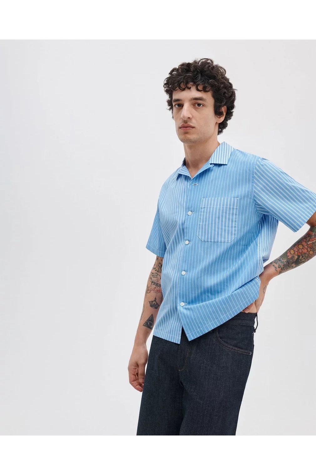 Rag & Bone Avery Poplin Shirt - Blue Multi Stripe