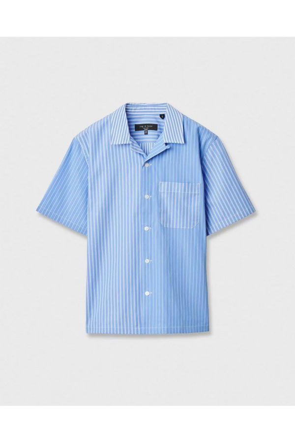 Rag & Bone Avery Poplin Shirt - Blue Multi Stripe