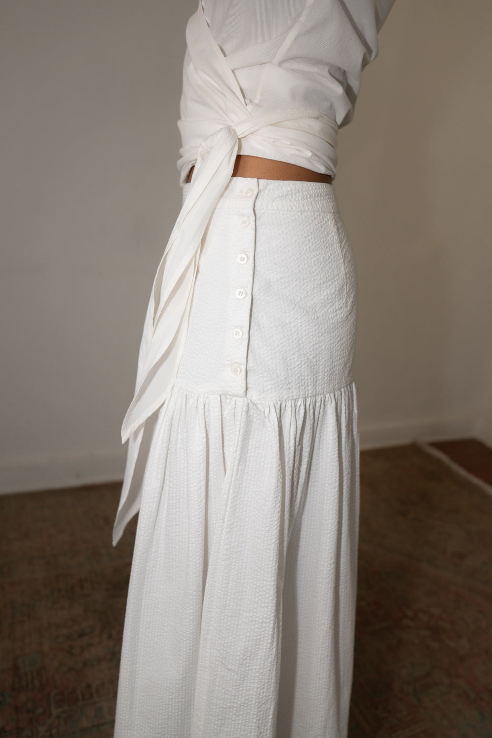Zii Ropa Beatrice Skirt - White Seersucker