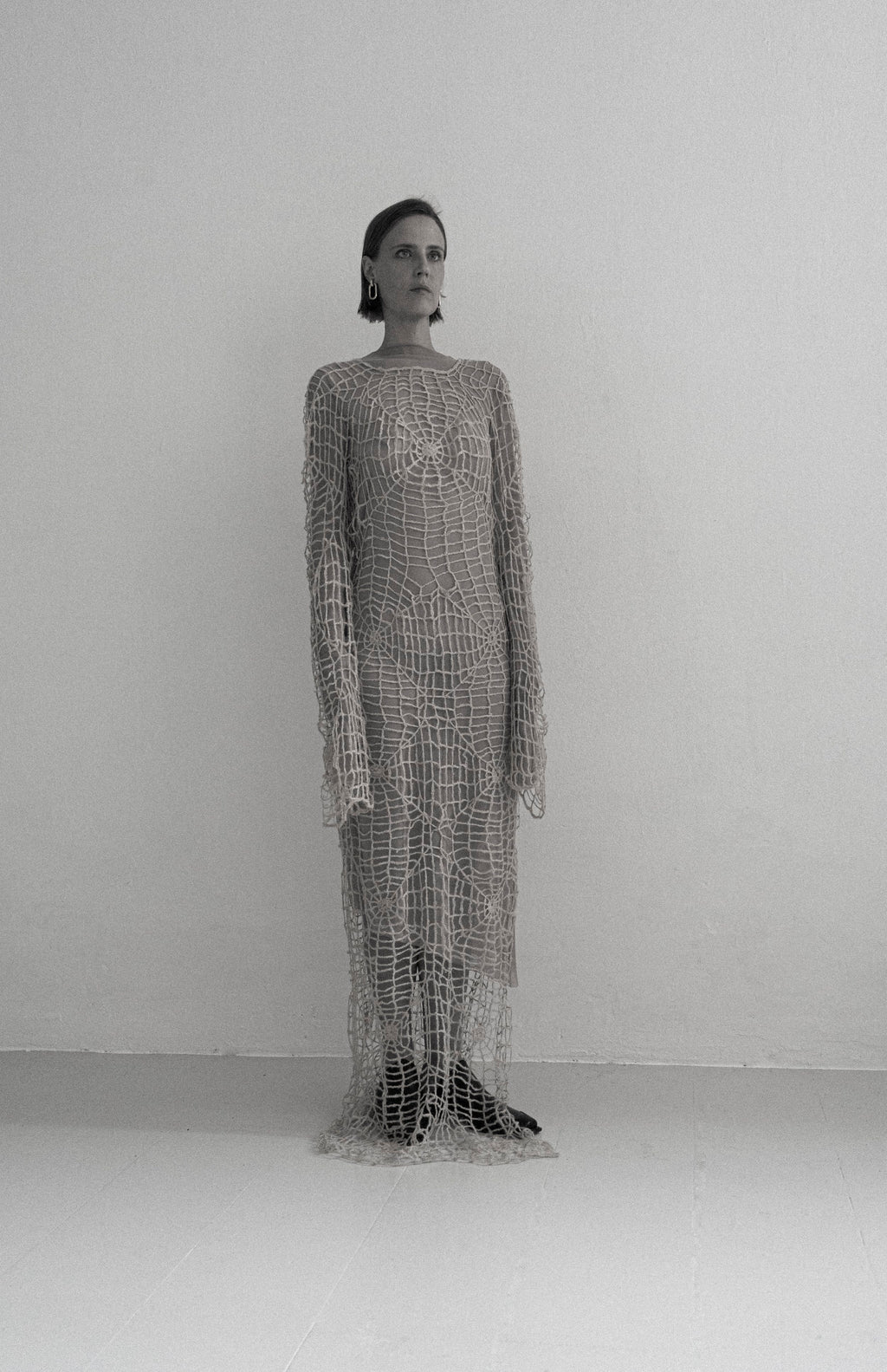 K M by L A N G E BERDIANSK SPIDERWEB MOHAIR DRESS - BEIGE