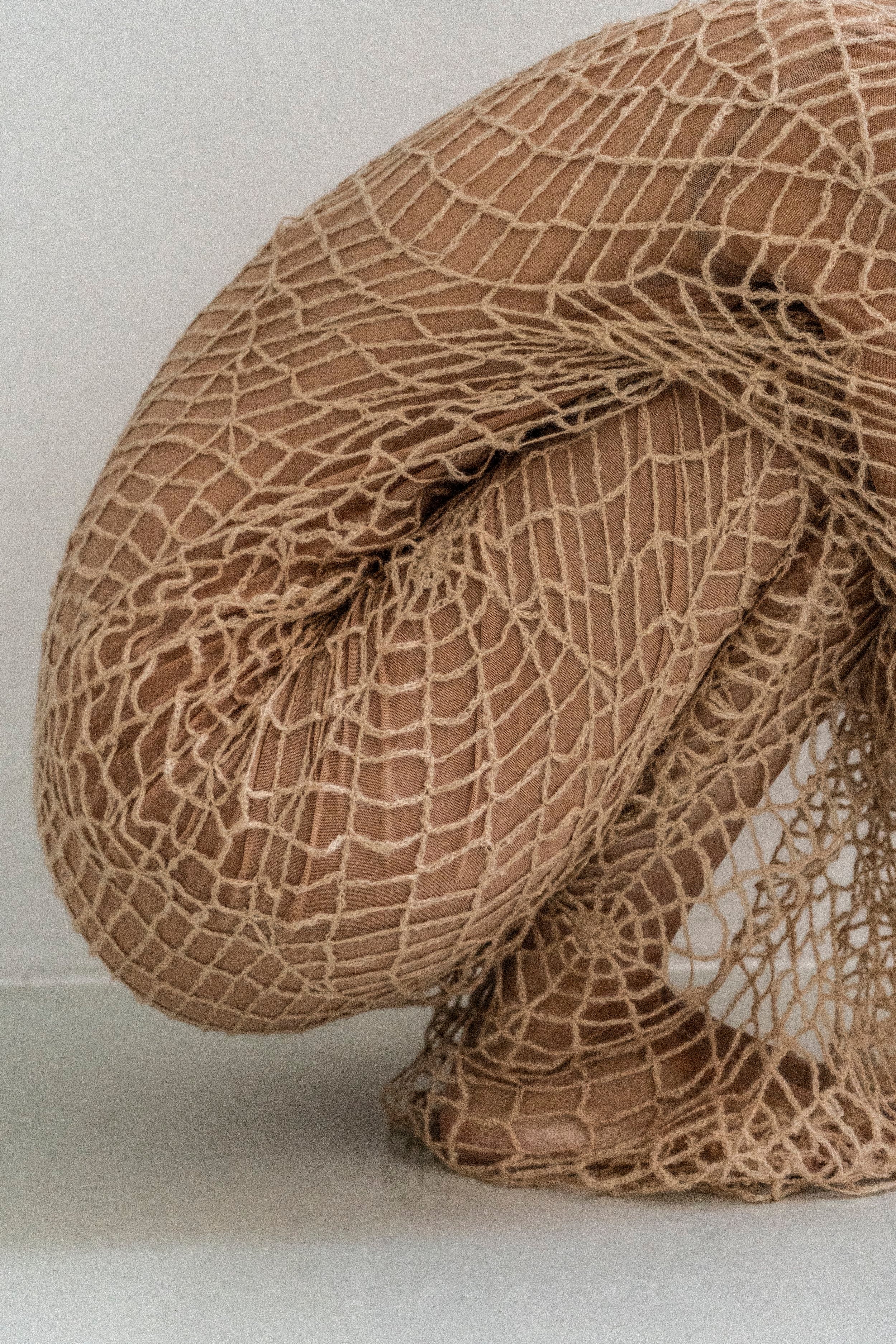 K M by L A N G E BERDIANSK SPIDERWEB MOHAIR DRESS - BEIGE