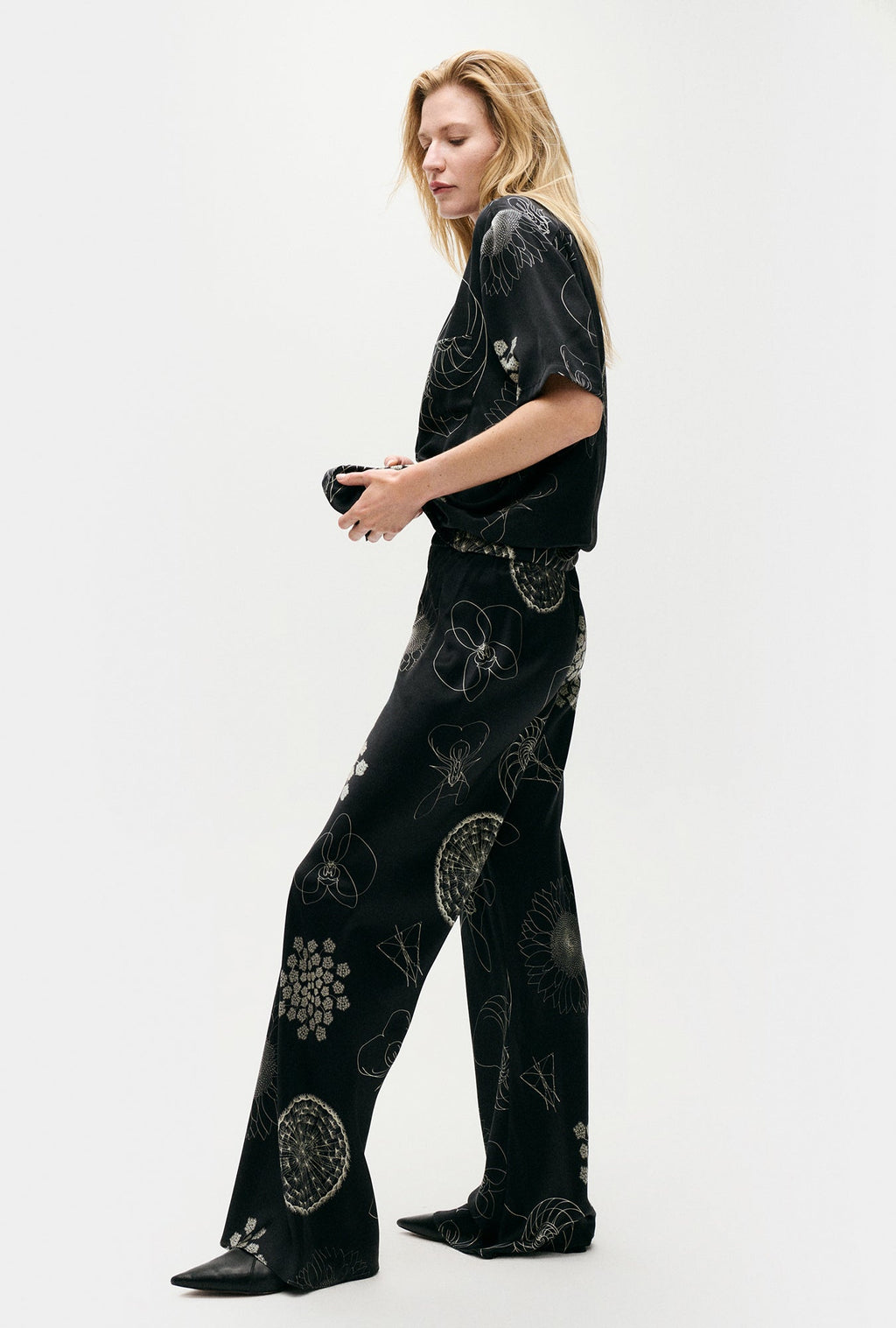 Silk Laundry BIAS CUT PANTS - FIBONACCI BLACK