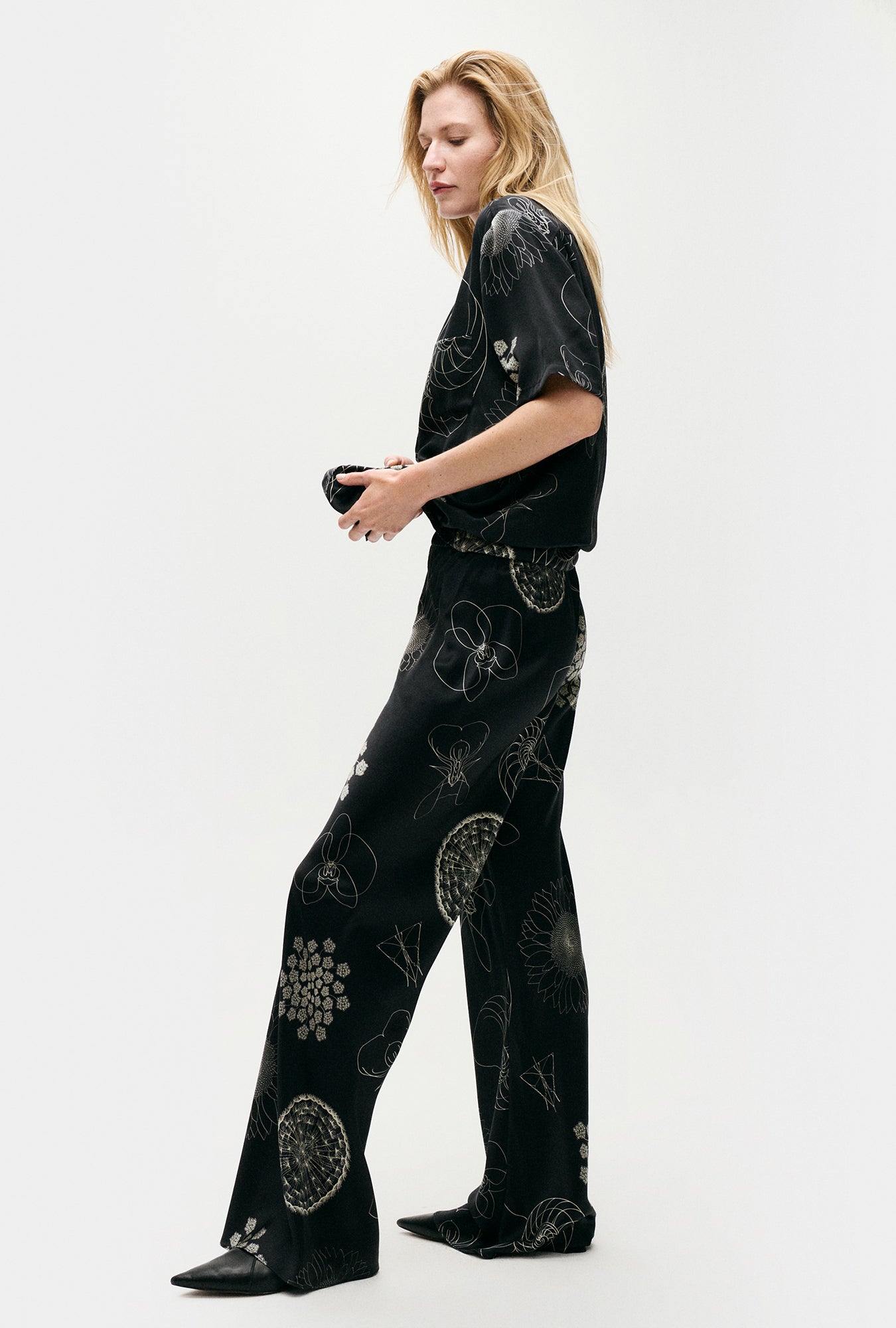 Silk Laundry BIAS CUT PANTS - FIBONACCI BLACK