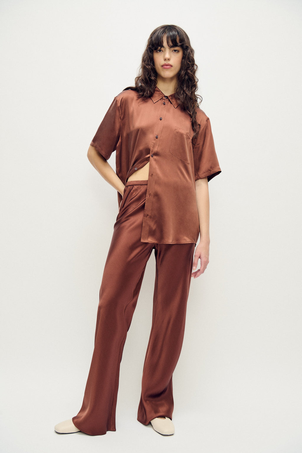 Silk Laundry Bias Cut Pants - Root