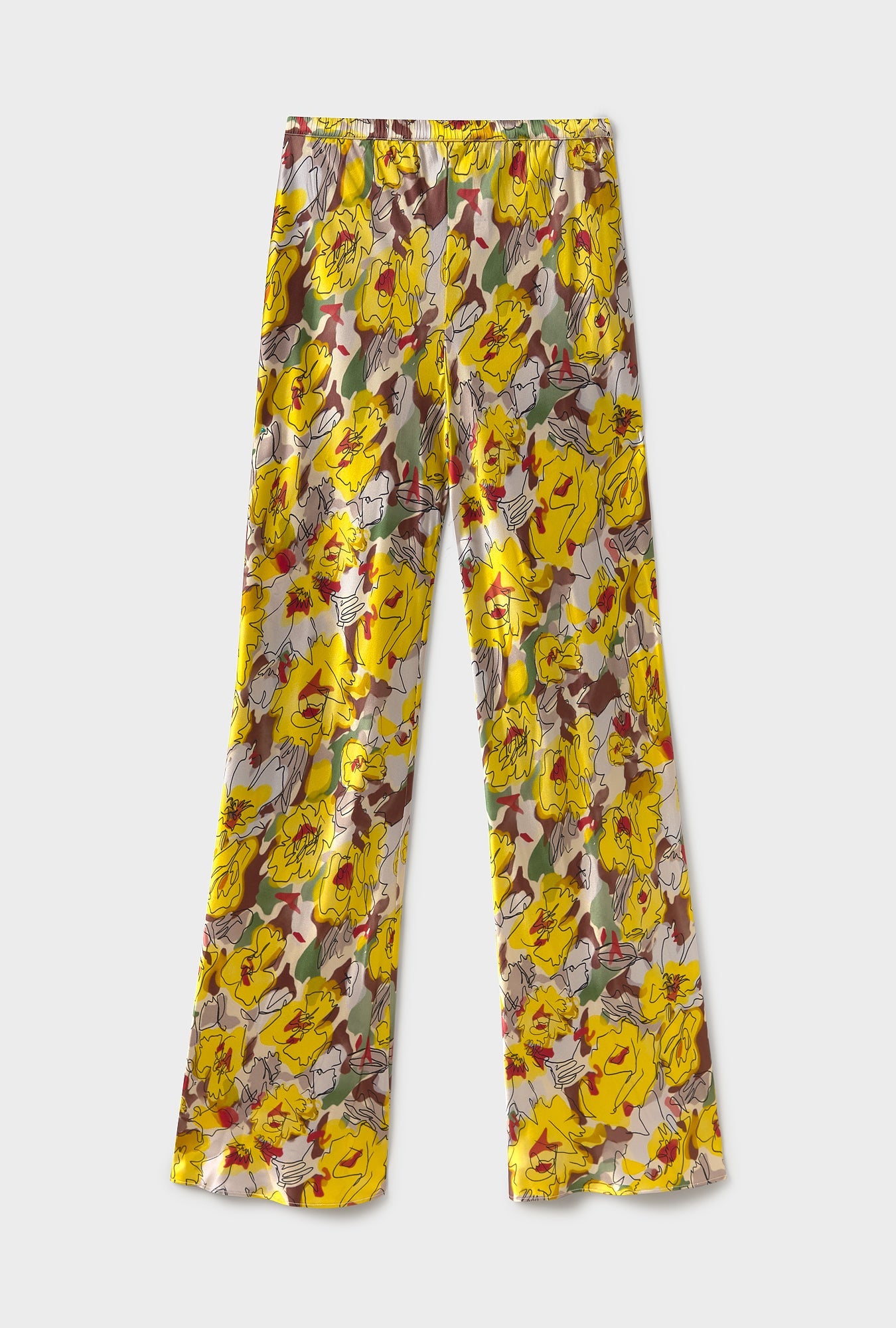 Silk Laundry Bias Cut Pants - Sunflower Floral