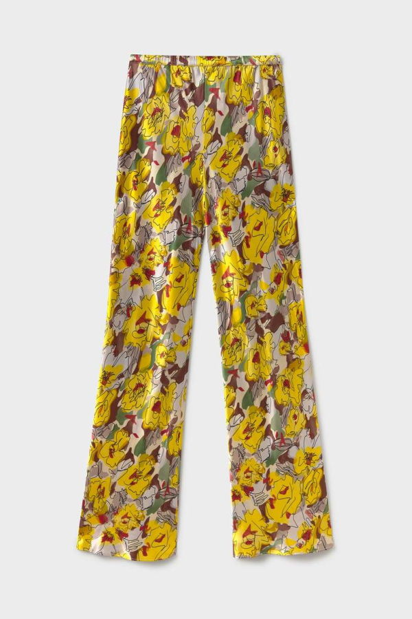 Silk Laundry Bias Cut Pants - Sunflower Floral