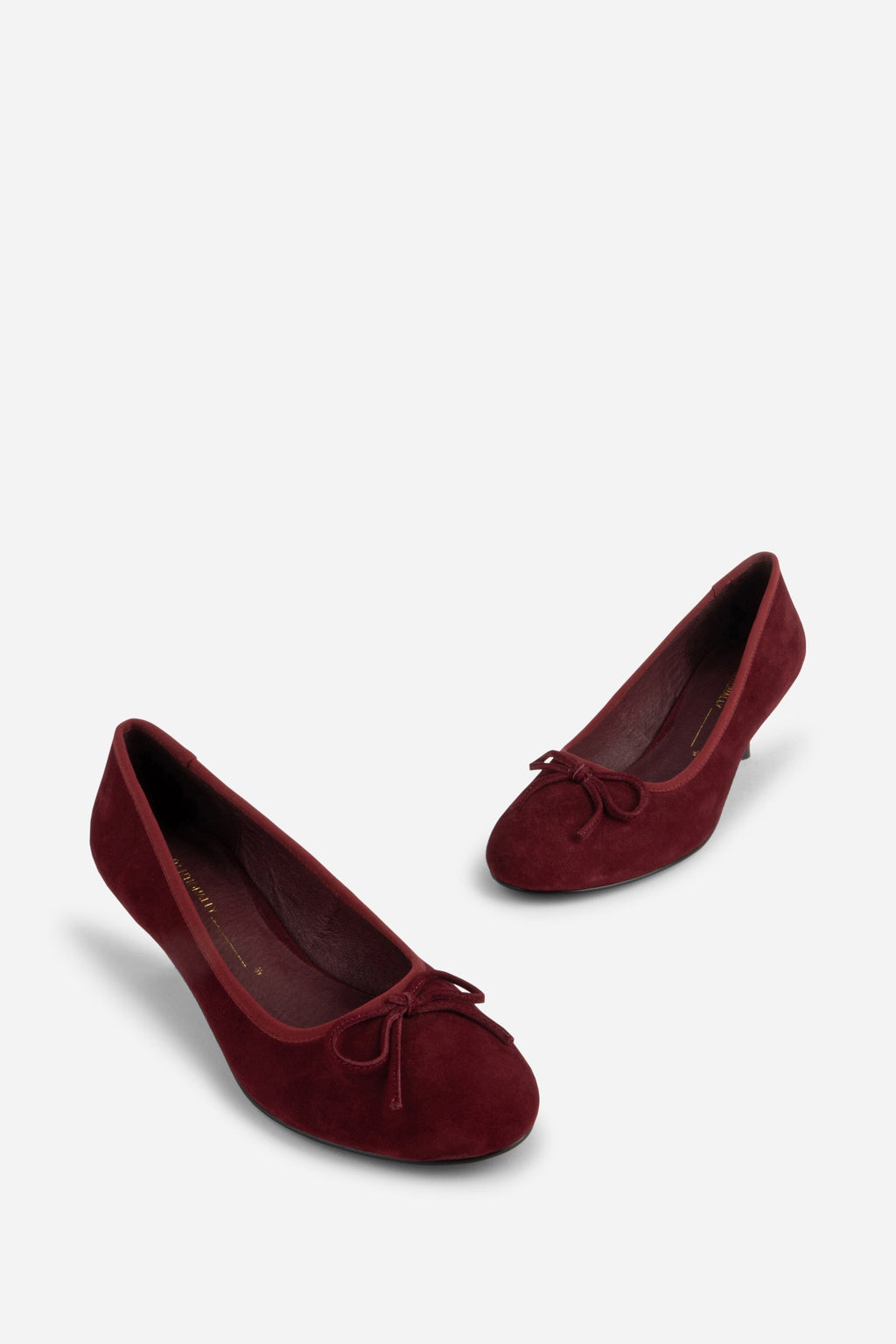 "INTENTIONALLY __________." BINA SUEDE KITTEN HEEL - MERLOT/Black