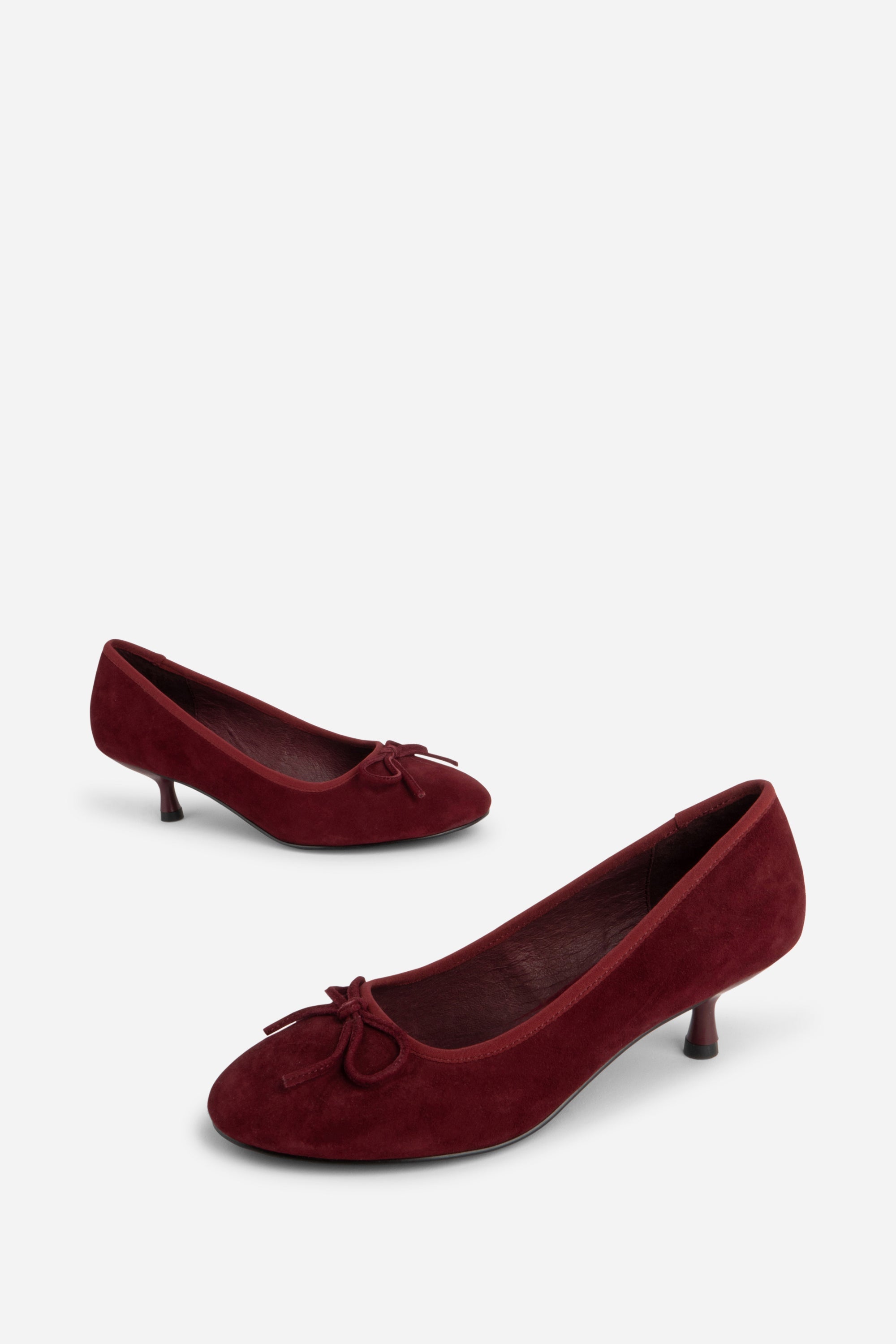 "INTENTIONALLY __________." BINA SUEDE KITTEN HEEL - MERLOT/Black