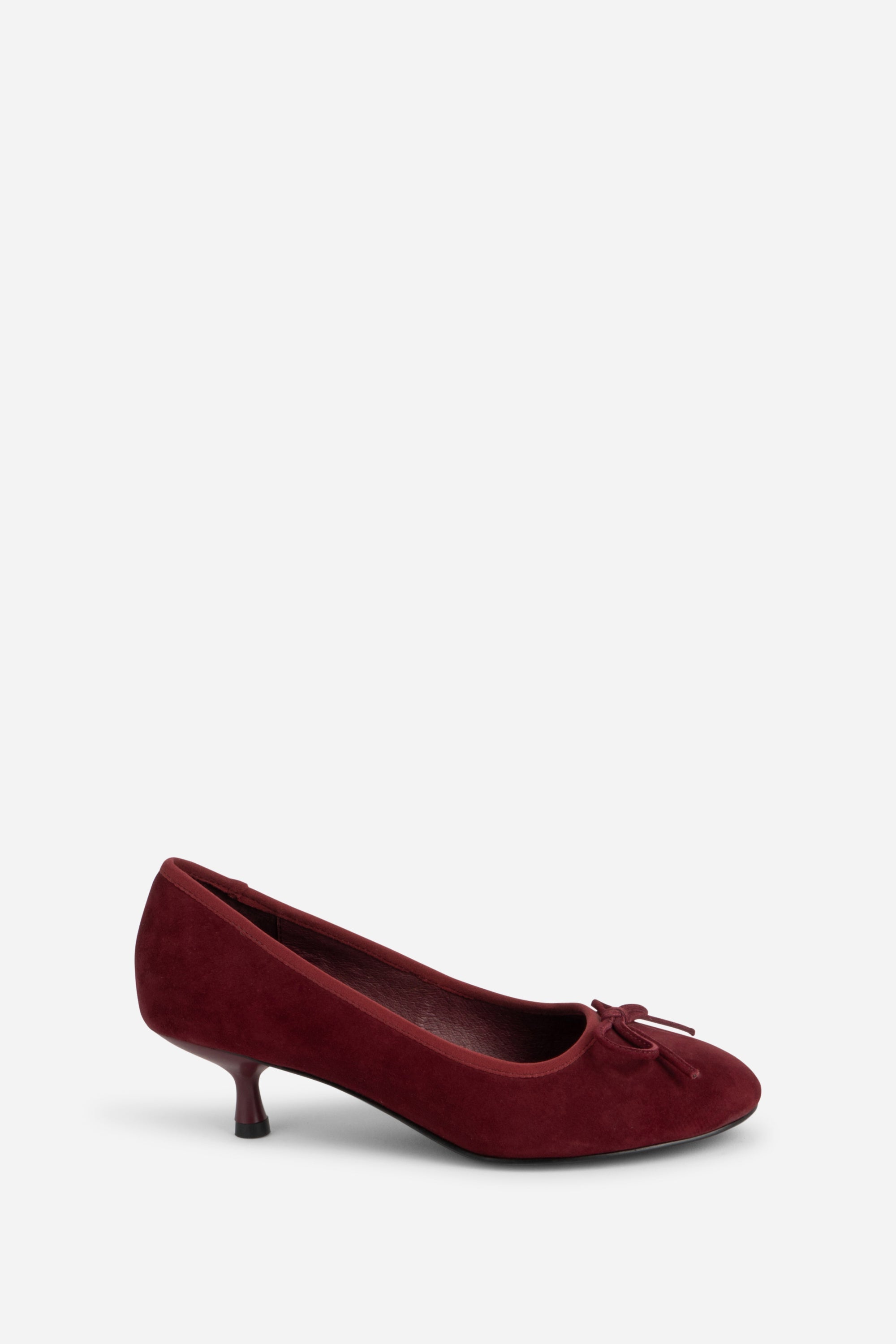 "INTENTIONALLY __________." BINA SUEDE KITTEN HEEL - MERLOT/Black