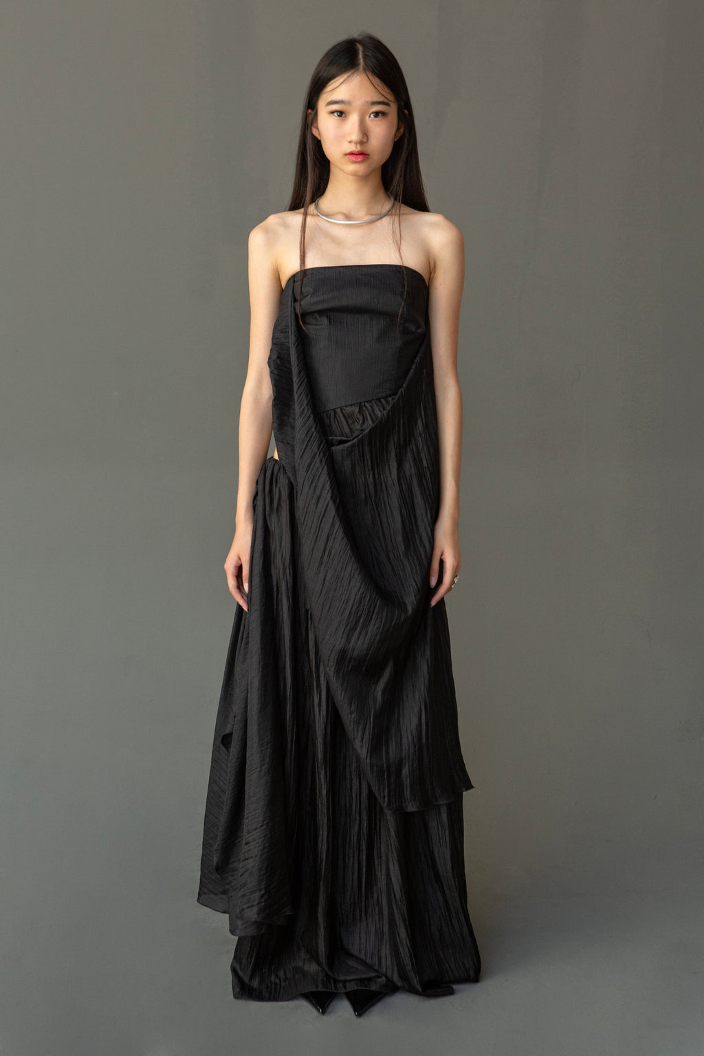 K M by L A N G E Pure Silk Deconstructed Top - Black