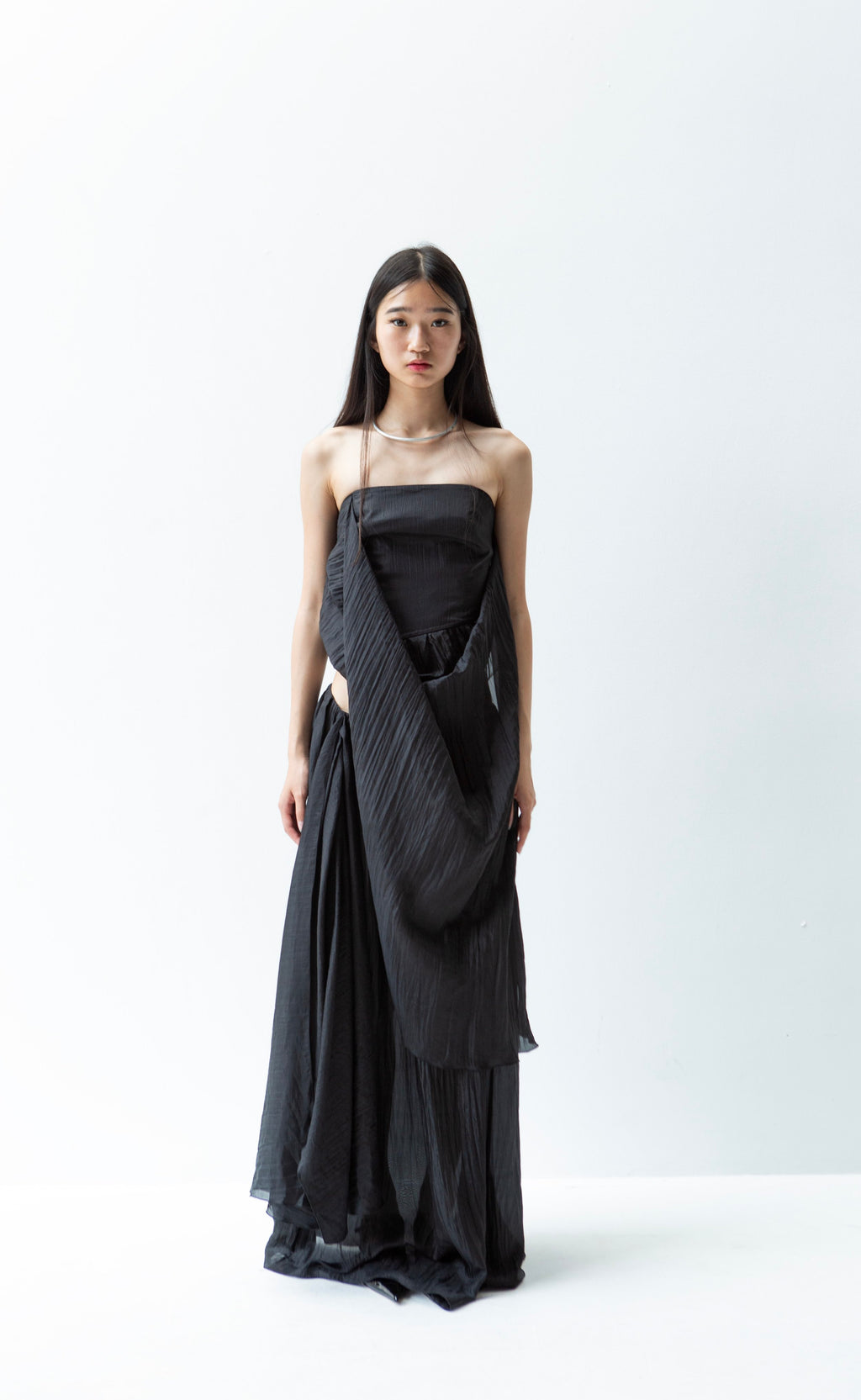 K M by L A N G E Pure Silk Deconstructed Top - Black