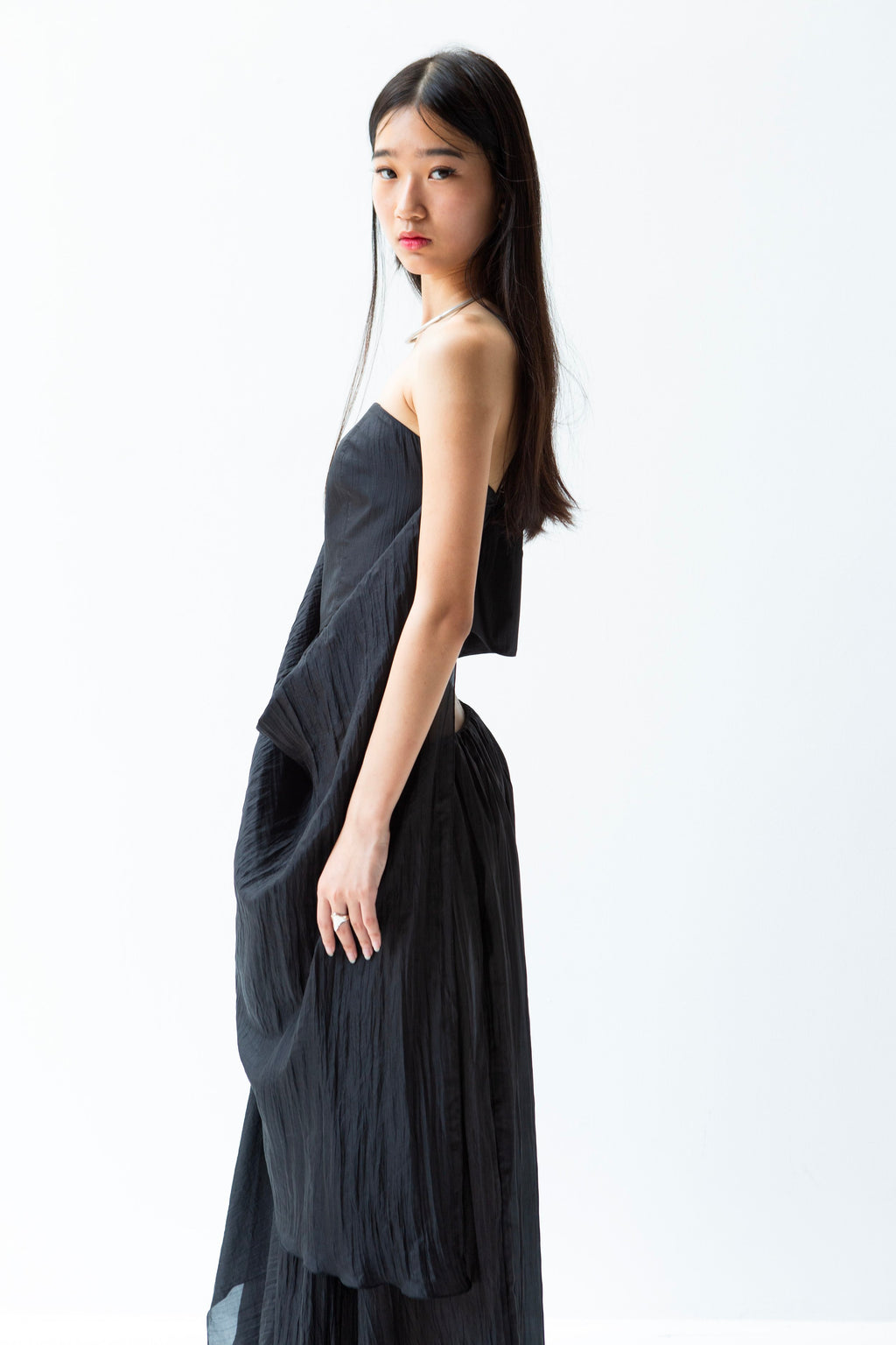 K M by L A N G E Pure Silk Deconstructed Top - Black
