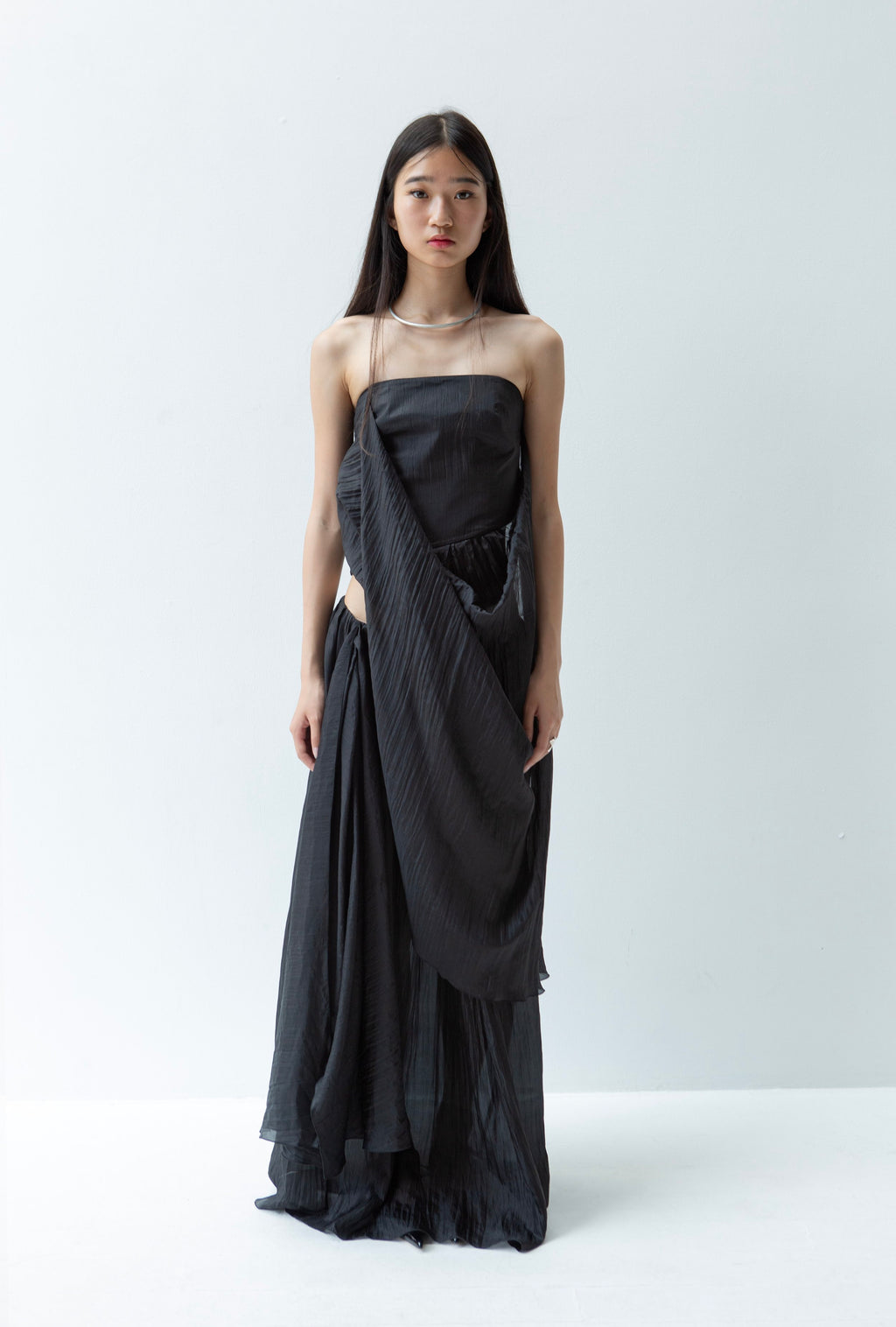 K M by L A N G E Pure Silk Deconstructed Top - Black
