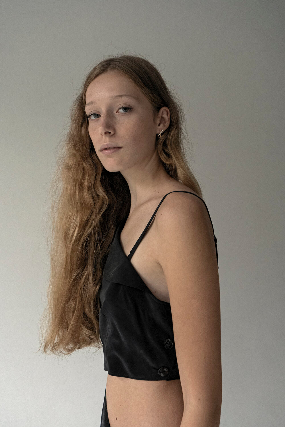K M by L A N G E PURE SILK KATIUSHA LONG DRESS - BLACK