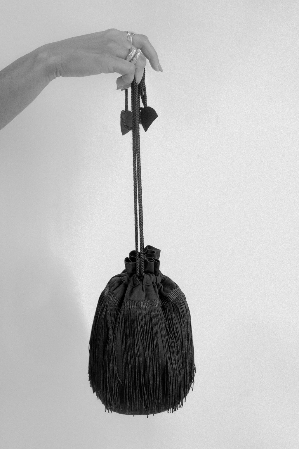 K M by L A N G E Frill Cinched Bag - Black