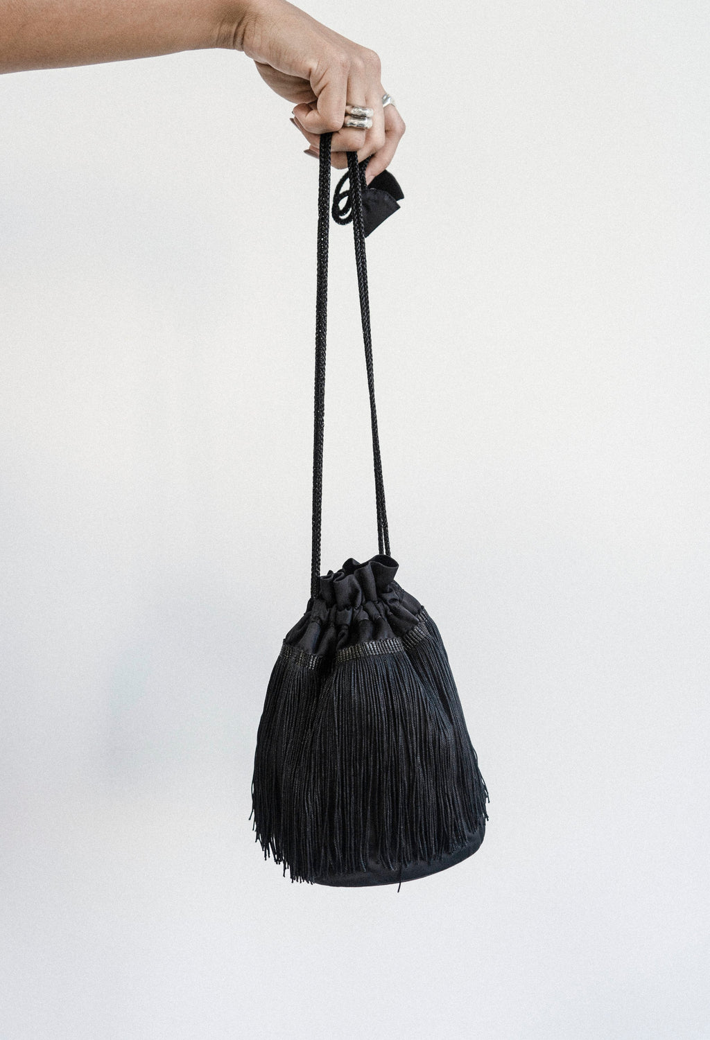K M by L A N G E Frill Cinched Bag - Black