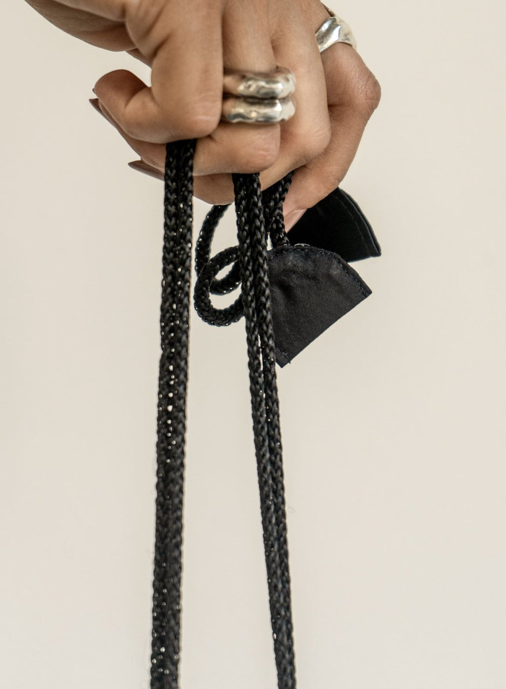 K M by L A N G E Frill Cinched Bag - Black