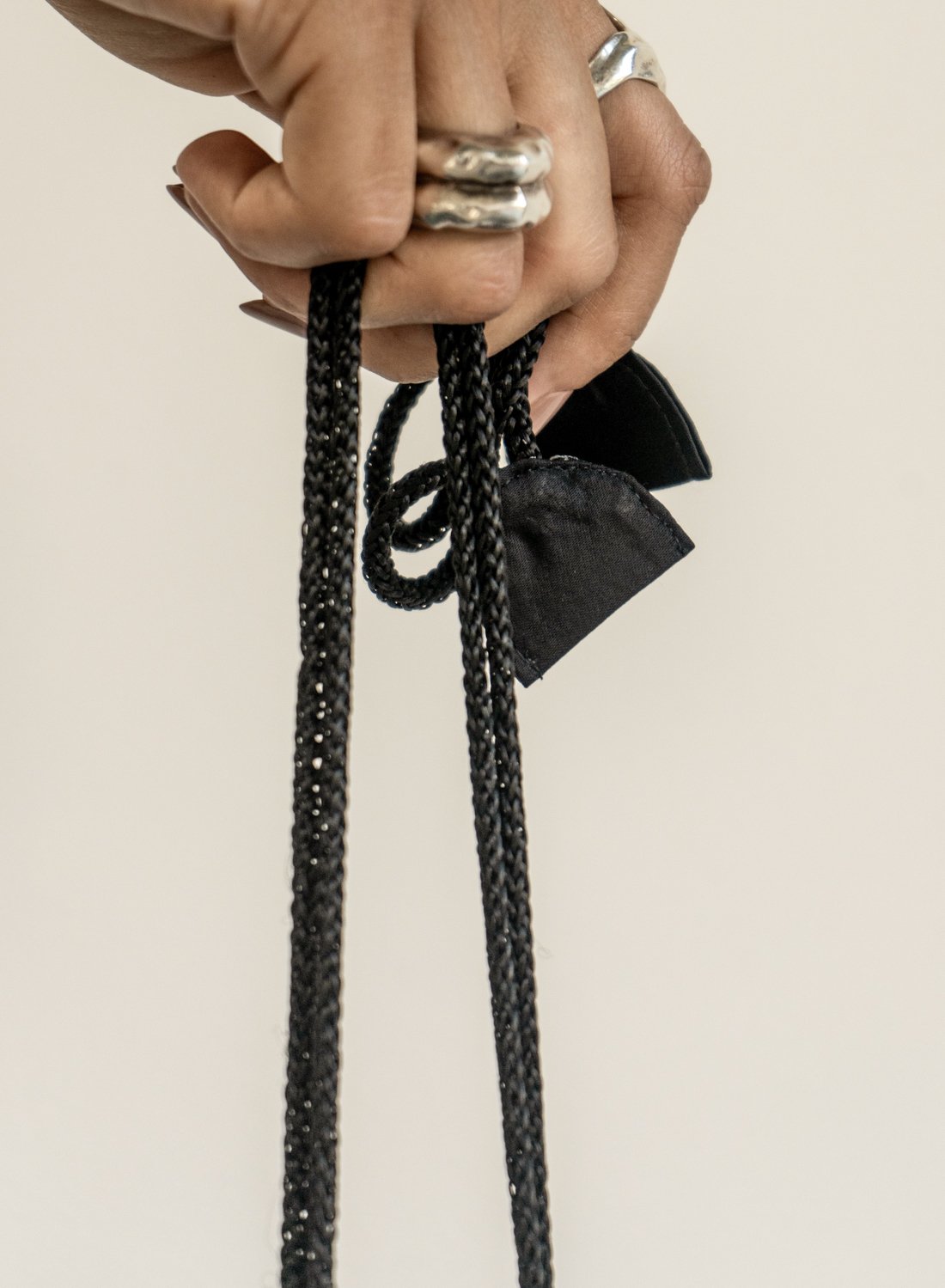 K M by L A N G E Frill Cinched Bag - Black