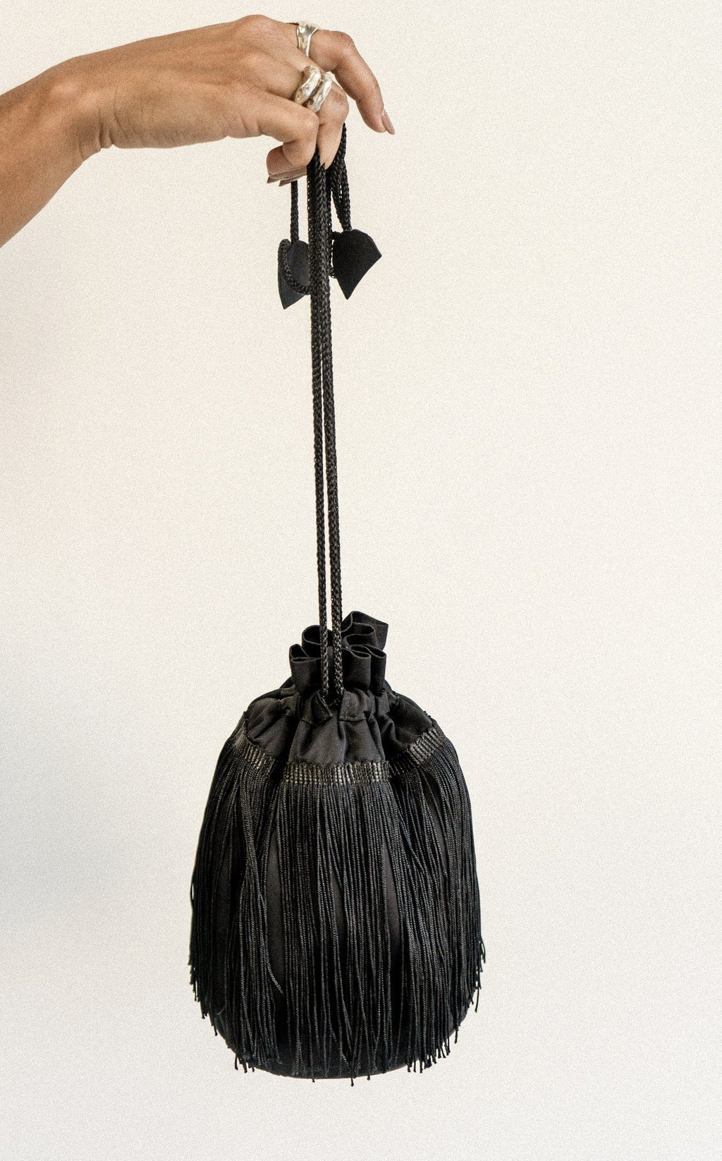 K M by L A N G E Frill Cinched Bag - Black