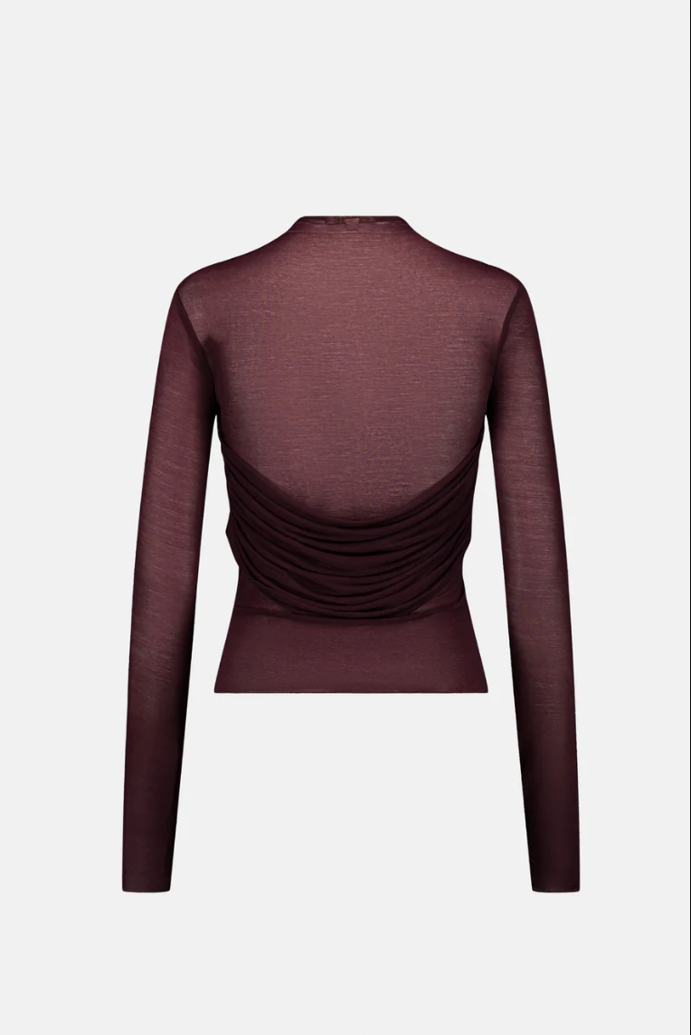 SAEMDI Bordeaux Mesh With Draping Top