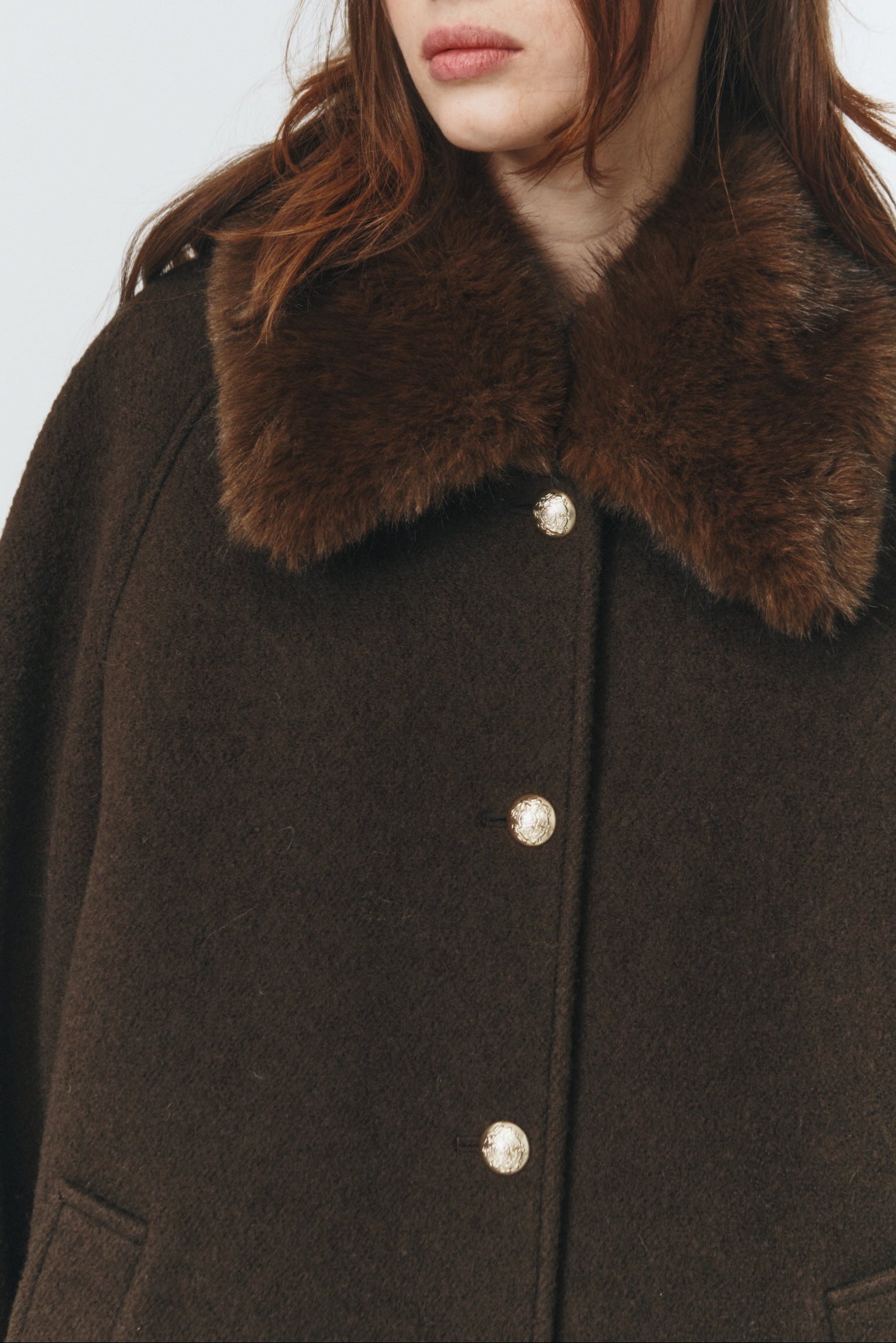 Dunst Boucle Wool Half Coat - Brown