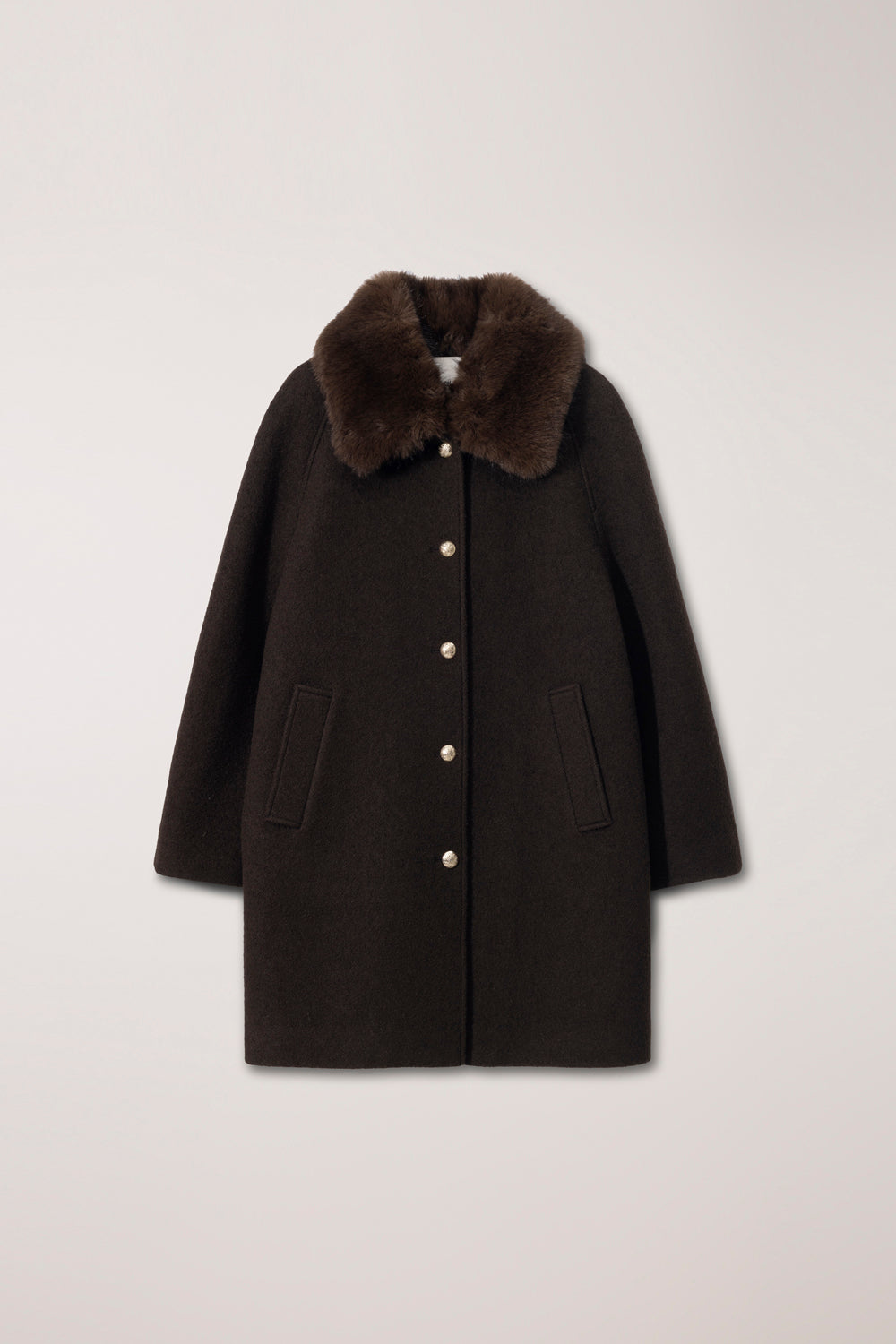 Dunst Boucle Wool Half Coat - Brown