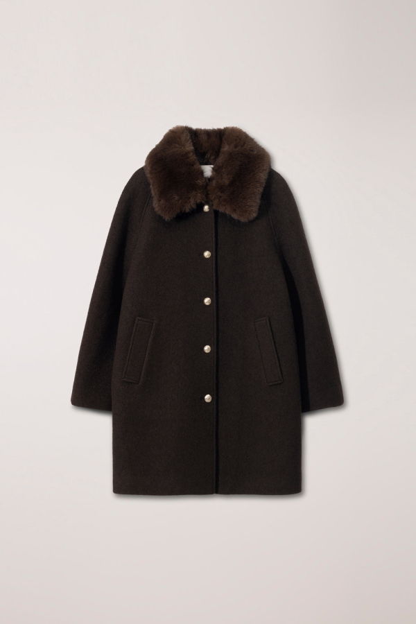 Dunst Boucle Wool Half Coat - Brown