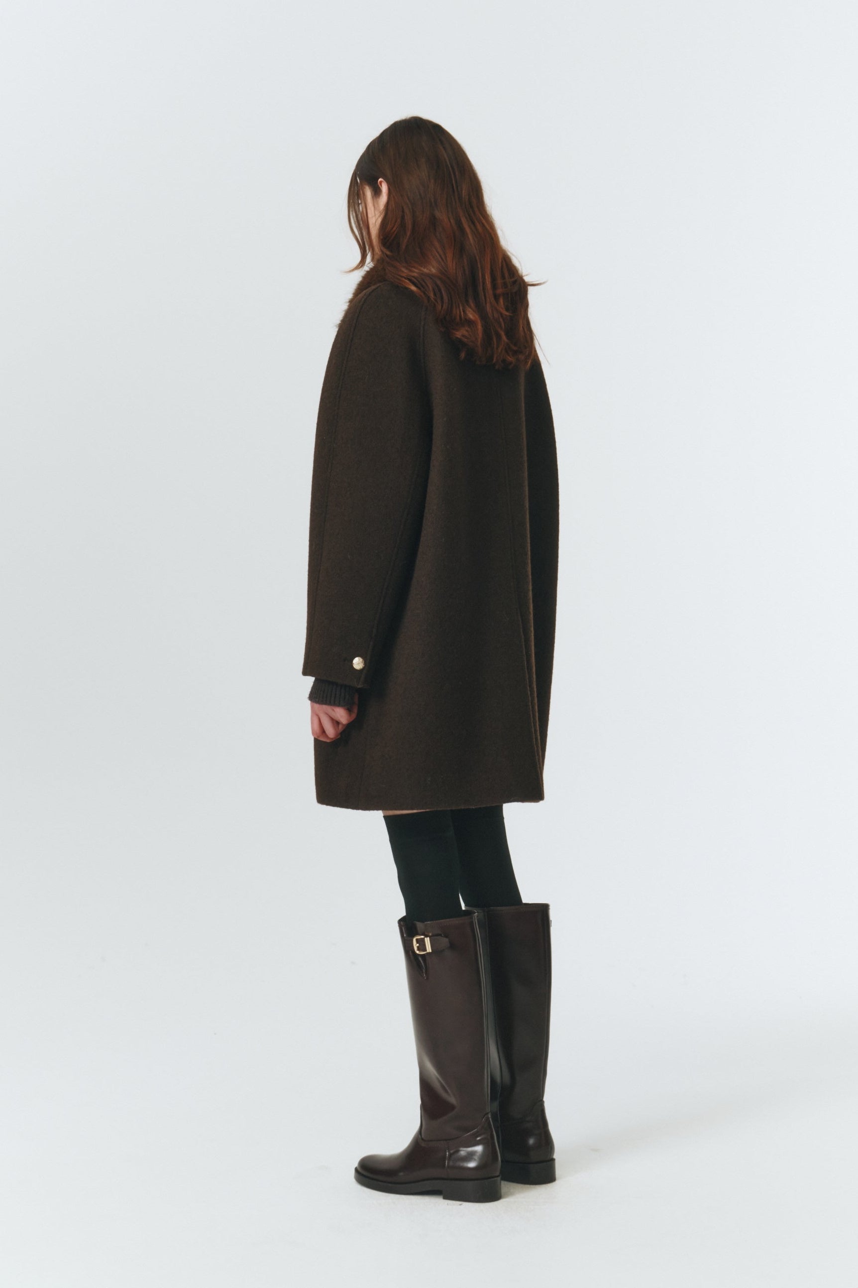Dunst Boucle Wool Half Coat - Brown