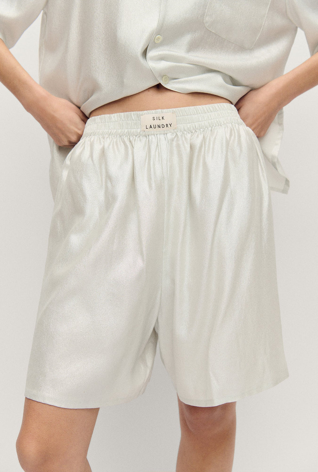 Silk Laundry Boxer Short - Silver Foil