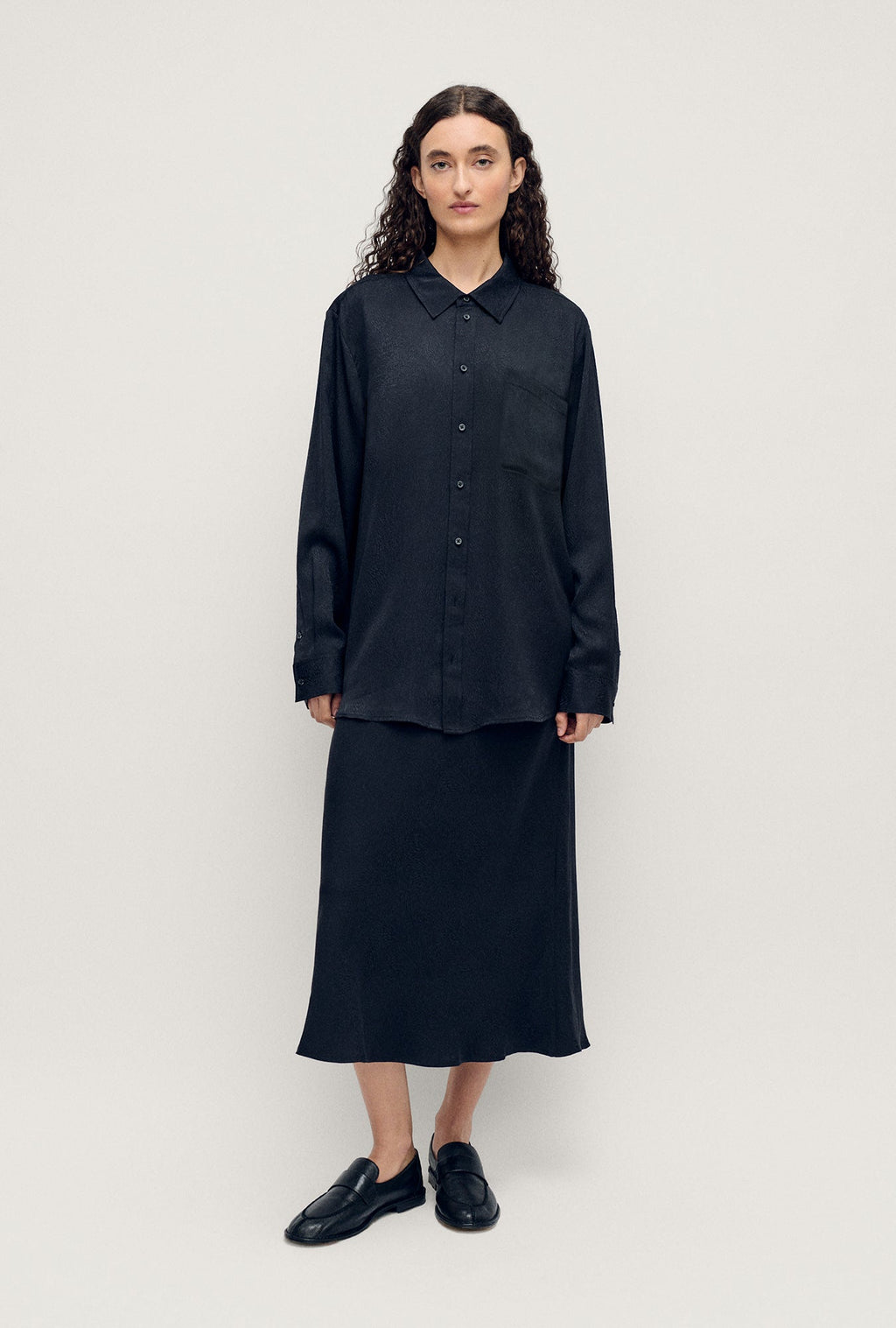 Silk Laundry Boyfriend Shirt - Coral Jacquard