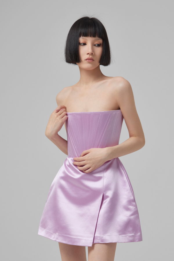ALEX PERRY Briar Duchess Satin Strapless Dress - Lilac