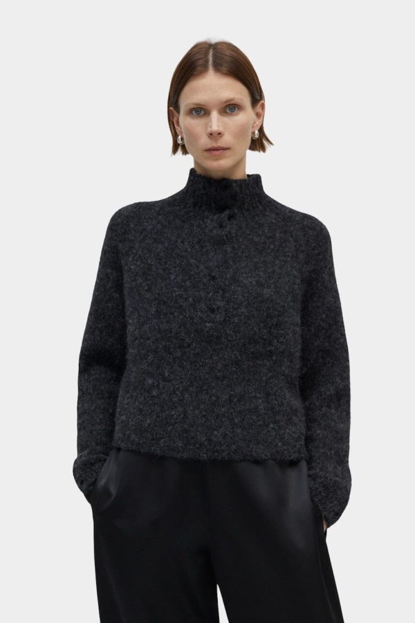 Cordera Baby Alpaca Polo Sweater - Anthracite