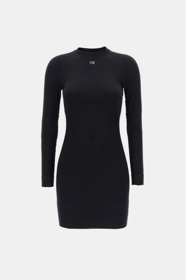 Balenciaga Long Sleeve Mini Tight Dress - Black