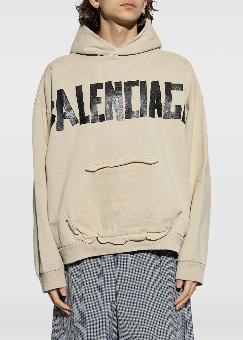 Balenciaga Ripped Pocket Hoodie - Beige
