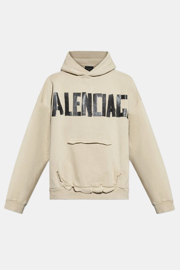 Balenciaga Ripped Pocket Hoodie - Beige
