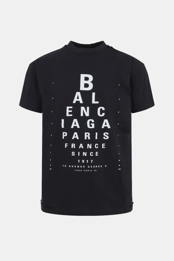 Balenciaga Washed Black Optical T-Shirt - Washed Black/White