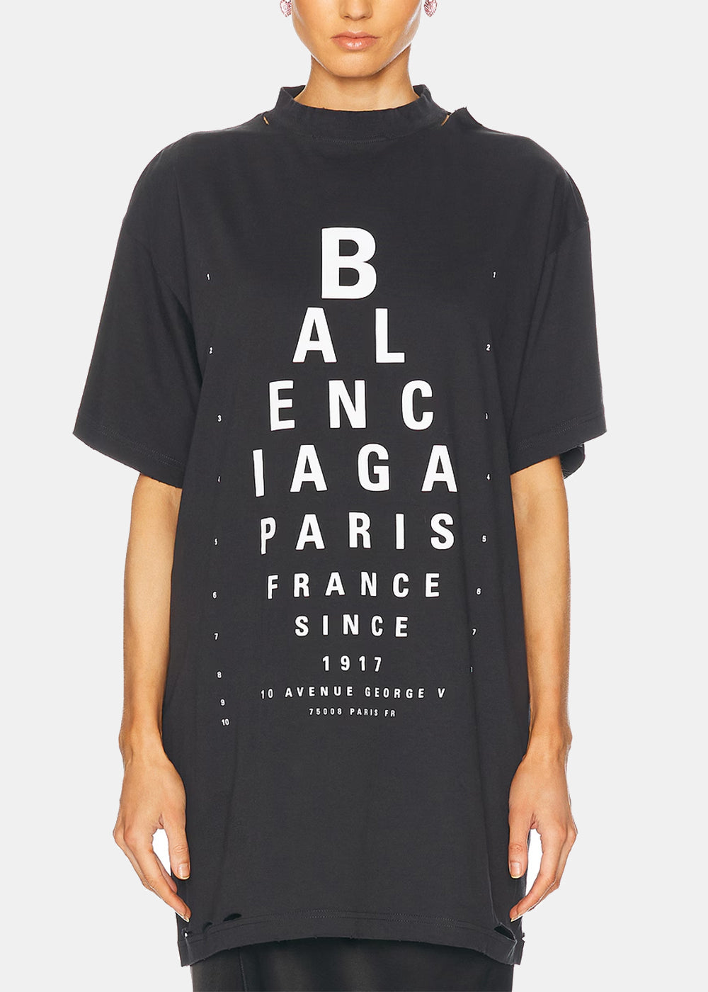 Balenciaga Washed Black Optical T-Shirt - Washed Black/White
