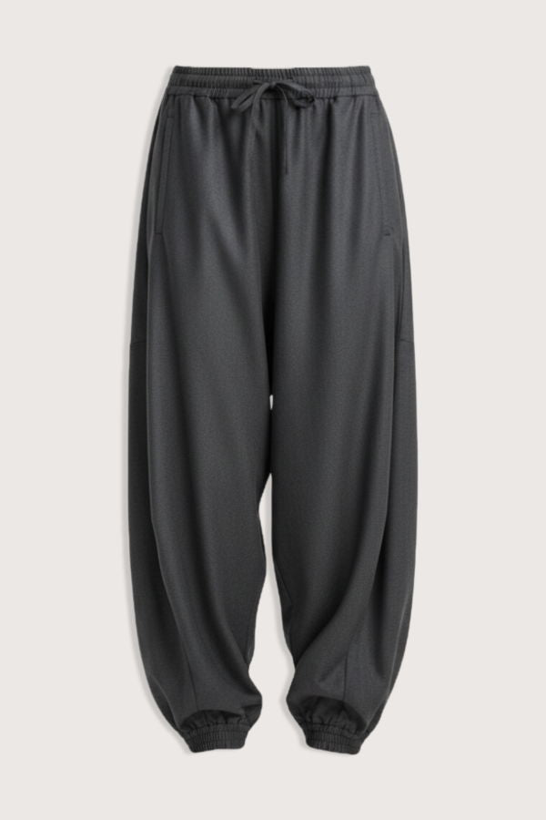 Rohe Balloon Track Wool Pant - Dark Grey Mel