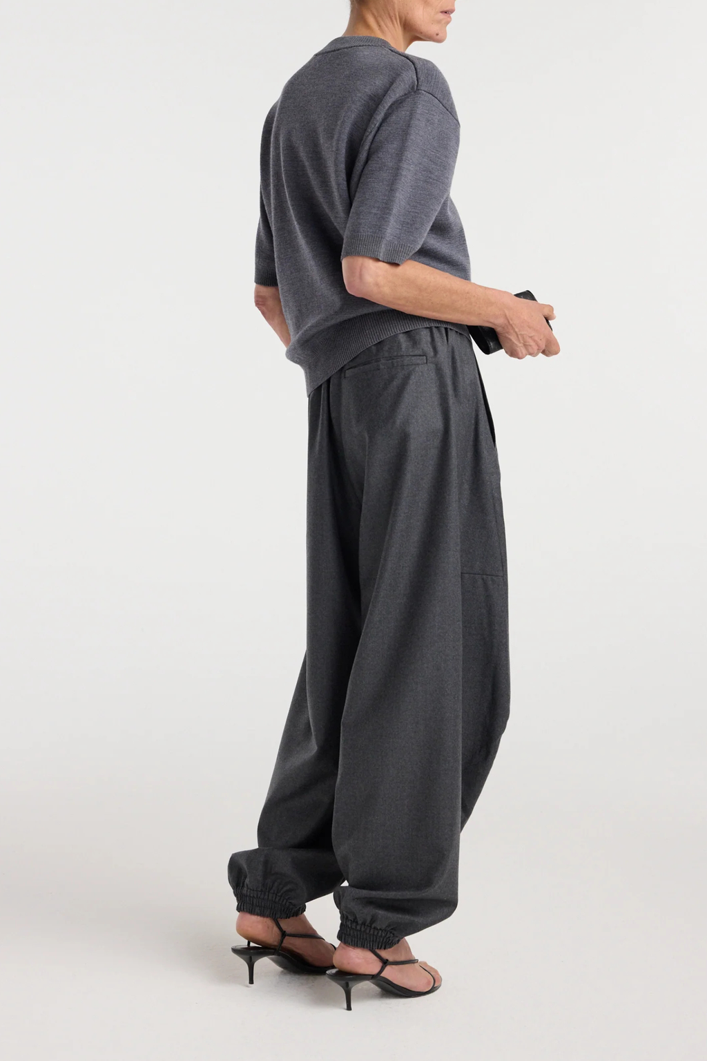 Rohe Balloon Track Wool Pant - Dark Grey Mel