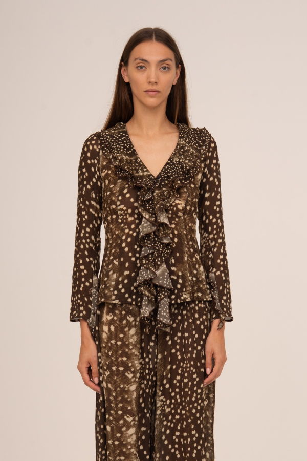 Carmen Says Bambi Noir Animal Print Blouse