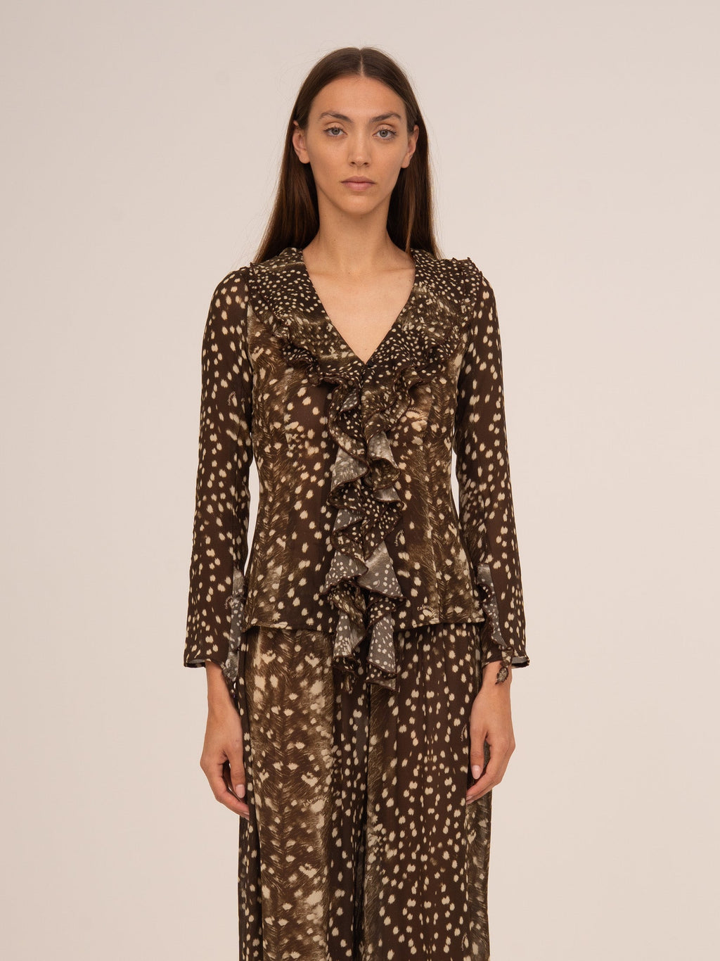 Carmen Says Bambi Noir Animal Print Blouse