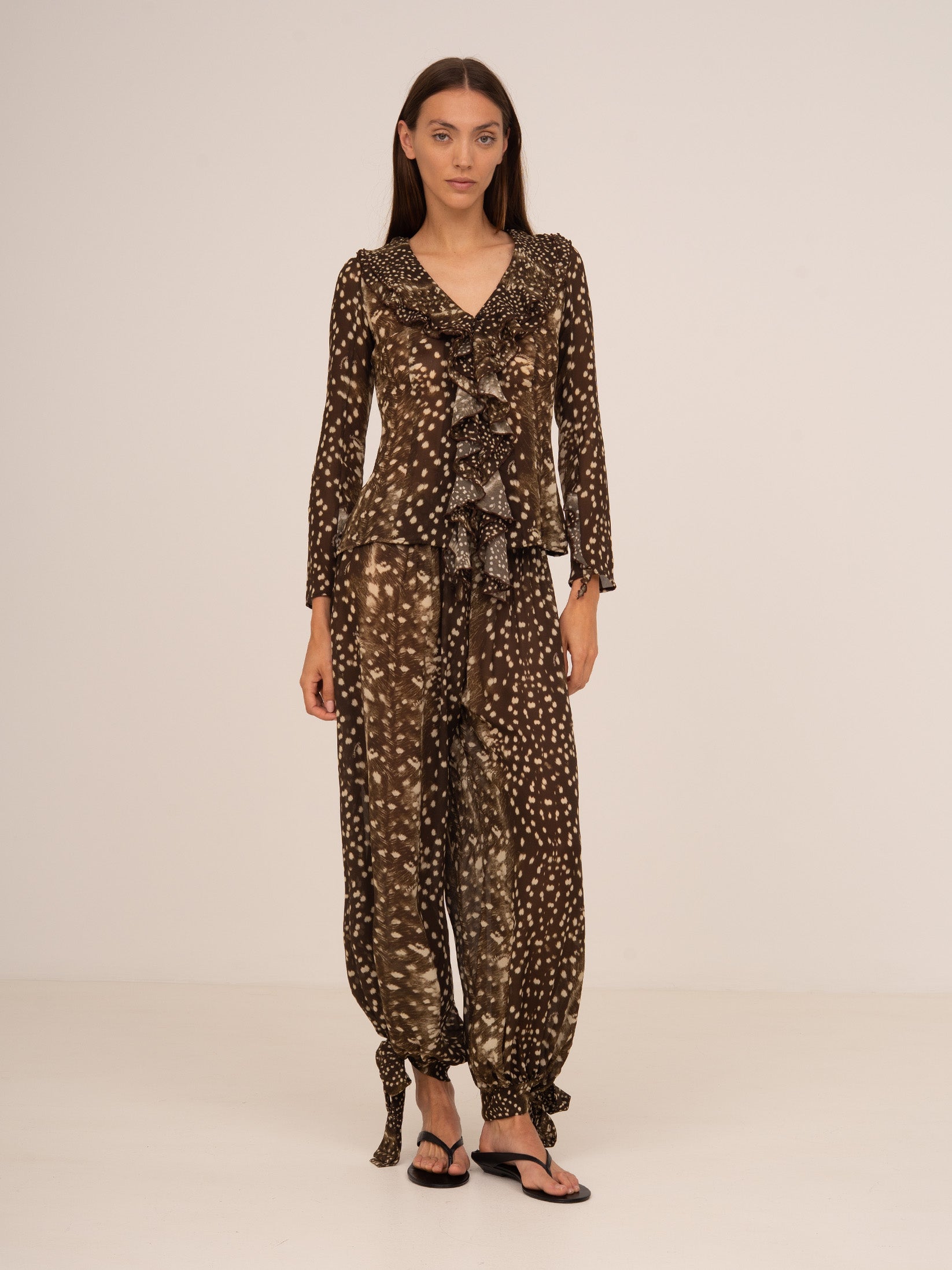 Carmen Says Bambi Noir Animal Print Blouse