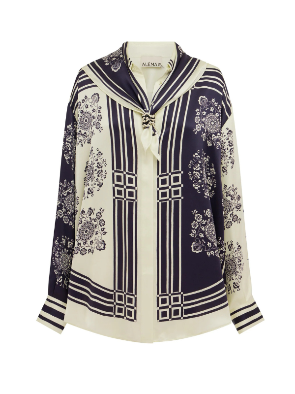 ALÉMAIS Banderra Scarf Silk Shirt