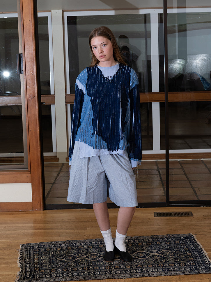 Baserange Claude Shorts - Blue Stripe