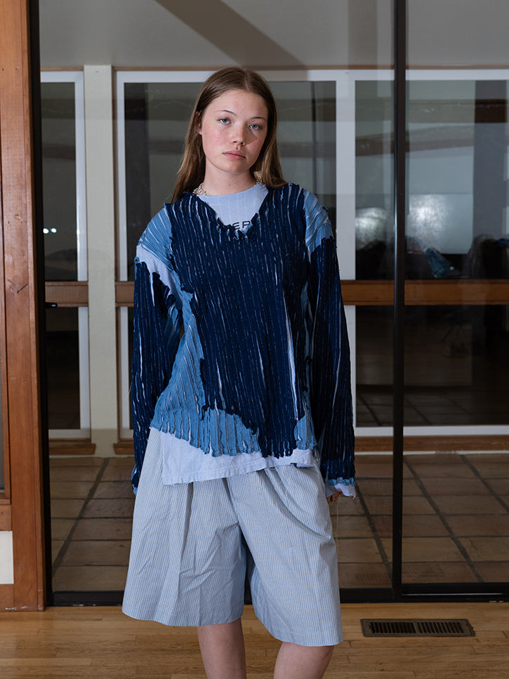 Baserange Claude Shorts - Blue Stripe