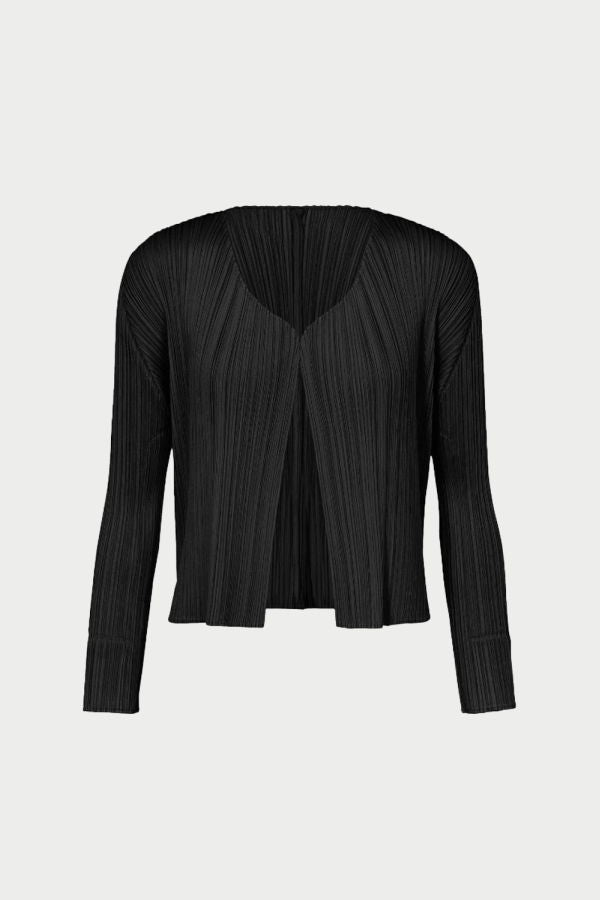 Pleats Please by Issey Miyake Basic Pleated Cardigan - Black